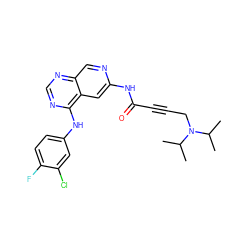 CC(C)N(CC#CC(=O)Nc1cc2c(Nc3ccc(F)c(Cl)c3)ncnc2cn1)C(C)C ZINC000013682432