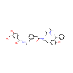 CC(C)N(CC[C@H](c1ccccc1)c1cc(CCCNC(=O)Cc2cccc(CC(C)(C)NC[C@H](O)c3ccc(O)c(CO)c3)c2)ccc1O)C(C)C ZINC000072131714