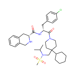 CC(C)N(CC1(C2CCCCC2)CCN(C(=O)[C@@H](Cc2ccc(Cl)cc2)NC(=O)[C@H]2Cc3ccccc3CN2)CC1)S(C)(=O)=O ZINC000028570729