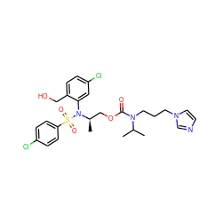 CC(C)N(CCCn1ccnc1)C(=O)OC[C@@H](C)N(c1cc(Cl)ccc1CO)S(=O)(=O)c1ccc(Cl)cc1 ZINC000028976115