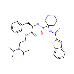 CC(C)N(CCNC(=O)[C@@H](Cc1ccccc1)NC(=O)C1(NC(=O)c2cc3ccccc3s2)CCCCC1)C(C)C ZINC000028825201