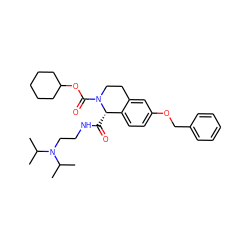 CC(C)N(CCNC(=O)[C@H]1c2ccc(OCc3ccccc3)cc2CCN1C(=O)OC1CCCCC1)C(C)C ZINC000028130938