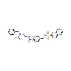 CC(C)N(CCNC(=O)c1ccc(CNS(=O)(=O)c2ccc3ccccc3c2)cc1)Cc1ccccc1 ZINC000066124317