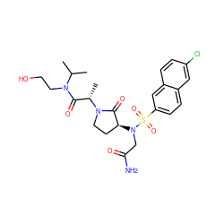 CC(C)N(CCO)C(=O)[C@H](C)N1CC[C@H](N(CC(N)=O)S(=O)(=O)c2ccc3cc(Cl)ccc3c2)C1=O ZINC000014950064