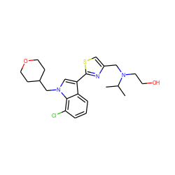 CC(C)N(CCO)Cc1csc(-c2cn(CC3CCOCC3)c3c(Cl)cccc23)n1 ZINC000071318879