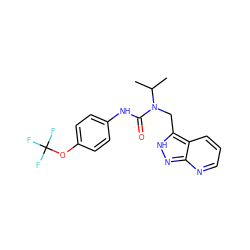 CC(C)N(Cc1[nH]nc2ncccc12)C(=O)Nc1ccc(OC(F)(F)F)cc1 ZINC000205981692