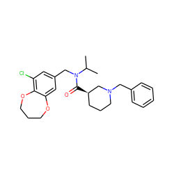 CC(C)N(Cc1cc(Cl)c2c(c1)OCCCO2)C(=O)[C@@H]1CCCN(Cc2ccccc2)C1 ZINC000114100465