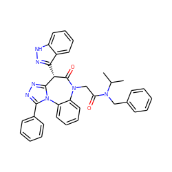 CC(C)N(Cc1ccccc1)C(=O)CN1C(=O)[C@@H](c2n[nH]c3ccccc23)c2nnc(-c3ccccc3)n2-c2ccccc21 ZINC000064527315