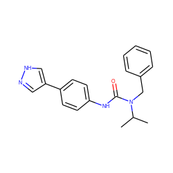 CC(C)N(Cc1ccccc1)C(=O)Nc1ccc(-c2cn[nH]c2)cc1 ZINC000141603366