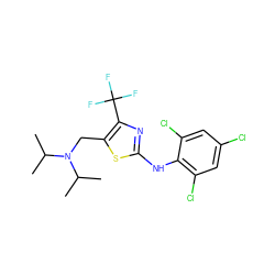 CC(C)N(Cc1sc(Nc2c(Cl)cc(Cl)cc2Cl)nc1C(F)(F)F)C(C)C ZINC000028130494