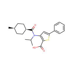 CC(C)N(c1cc(-c2ccccc2)sc1C(=O)O)C(=O)[C@H]1CC[C@@H](C)CC1 ZINC000100036573