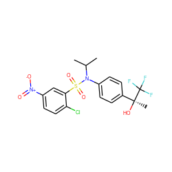 CC(C)N(c1ccc([C@](C)(O)C(F)(F)F)cc1)S(=O)(=O)c1cc([N+](=O)[O-])ccc1Cl ZINC000034891813