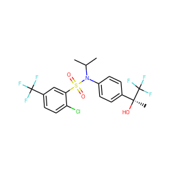 CC(C)N(c1ccc([C@](C)(O)C(F)(F)F)cc1)S(=O)(=O)c1cc(C(F)(F)F)ccc1Cl ZINC000084652026