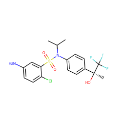 CC(C)N(c1ccc([C@](C)(O)C(F)(F)F)cc1)S(=O)(=O)c1cc(N)ccc1Cl ZINC000034891749