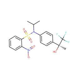 CC(C)N(c1ccc([C@](C)(O)C(F)(F)F)cc1)S(=O)(=O)c1ccccc1[N+](=O)[O-] ZINC000084706555