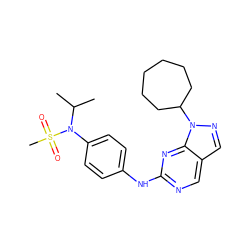 CC(C)N(c1ccc(Nc2ncc3cnn(C4CCCCCC4)c3n2)cc1)S(C)(=O)=O ZINC000072181276