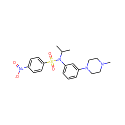 CC(C)N(c1cccc(N2CCN(C)CC2)c1)S(=O)(=O)c1ccc([N+](=O)[O-])cc1 ZINC000058590514