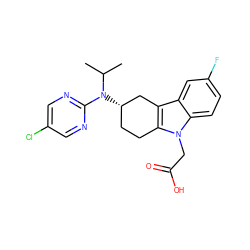 CC(C)N(c1ncc(Cl)cn1)[C@H]1CCc2c(c3cc(F)ccc3n2CC(=O)O)C1 ZINC000118881668