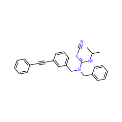 CC(C)N/C(=N\C#N)N(Cc1ccccc1)Cc1cccc(C#Cc2ccccc2)c1 ZINC000066099183