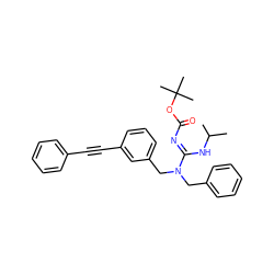 CC(C)N/C(=N\C(=O)OC(C)(C)C)N(Cc1ccccc1)Cc1cccc(C#Cc2ccccc2)c1 ZINC000066076555