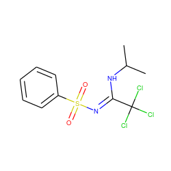 CC(C)N/C(=N\S(=O)(=O)c1ccccc1)C(Cl)(Cl)Cl ZINC000015986390