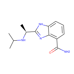 CC(C)N[C@@H](C)c1nc2c(C(N)=O)cccc2[nH]1 ZINC000040935163