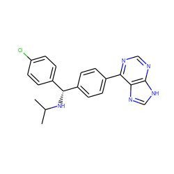 CC(C)N[C@H](c1ccc(Cl)cc1)c1ccc(-c2ncnc3[nH]cnc23)cc1 ZINC000103265714