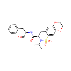 CC(C)N1[C@@H](C(=O)N[C@H](C=O)Cc2ccccc2)Cc2cc3c(cc2S1(=O)=O)OCCO3 ZINC000013864481