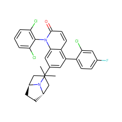 CC(C)N1[C@H]2CC[C@H]1CC(c1cc(-c3ccc(F)cc3Cl)c3ccc(=O)n(-c4c(Cl)cccc4Cl)c3c1)C2 ZINC000101062357