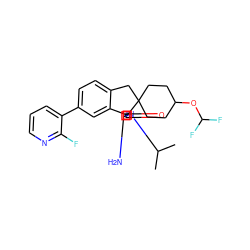 CC(C)N1C(=O)[C@]2(N=C1N)c1cc(-c3cccnc3F)ccc1CC21CCC(OC(F)F)CC1 ZINC000201270540