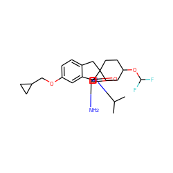 CC(C)N1C(=O)[C@]2(N=C1N)c1cc(OCC3CC3)ccc1CC21CCC(OC(F)F)CC1 ZINC000201222617