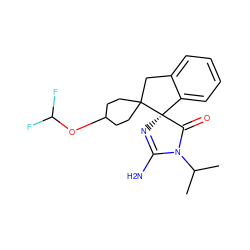 CC(C)N1C(=O)[C@]2(N=C1N)c1ccccc1CC21CCC(OC(F)F)CC1 ZINC000201251440