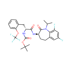 CC(C)N1C(=O)[C@H](NC(=O)[C@@H](Cc2ccccc2OC(F)(F)F)NC(=O)OC(C)(C)C)CCc2cc(F)cc(F)c21 ZINC000096923527