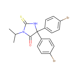 CC(C)N1C(=O)C(c2ccc(Br)cc2)(c2ccc(Br)cc2)NC1=S ZINC000013642238