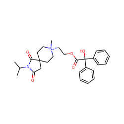 CC(C)N1C(=O)CC2(CC[N+](C)(CCOC(=O)C(O)(c3ccccc3)c3ccccc3)CC2)C1=O ZINC000000702167