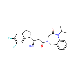 CC(C)N1C(=O)CN(C(=O)C[C@H](N)[C@H]2CCc3cc(F)c(F)cc32)Cc2ccccc21 ZINC000473166880