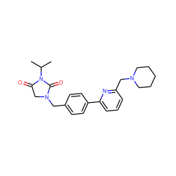 CC(C)N1C(=O)CN(Cc2ccc(-c3cccc(CN4CCCCC4)n3)cc2)C1=O ZINC000072125098