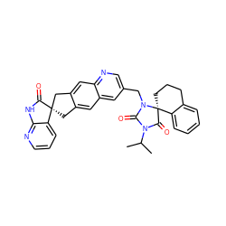 CC(C)N1C(=O)N(Cc2cnc3cc4c(cc3c2)C[C@@]2(C4)C(=O)Nc3ncccc32)[C@]2(CCCc3ccccc32)C1=O ZINC000068199009