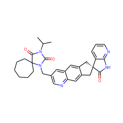 CC(C)N1C(=O)N(Cc2cnc3cc4c(cc3c2)C[C@@]2(C4)C(=O)Nc3ncccc32)C2(CCCCCC2)C1=O ZINC000096170596