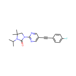 CC(C)N1C(=O)N(c2ncc(C#Cc3ccc(F)cc3)cn2)CC1(C)C ZINC000144830406