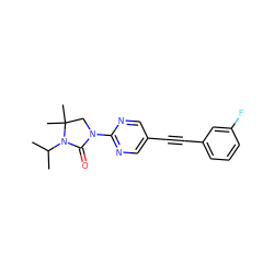 CC(C)N1C(=O)N(c2ncc(C#Cc3cccc(F)c3)cn2)CC1(C)C ZINC000144576680