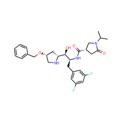 CC(C)N1C[C@@H](C(=O)N[C@@H](Cc2cc(F)cc(F)c2)[C@H](O)[C@H]2C[C@@H](OCc3ccccc3)CN2)CC1=O ZINC000029130014