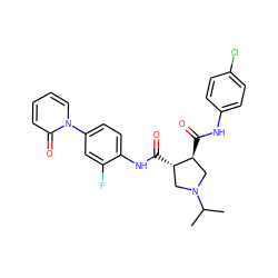 CC(C)N1C[C@H](C(=O)Nc2ccc(Cl)cc2)[C@@H](C(=O)Nc2ccc(-n3ccccc3=O)cc2F)C1 ZINC000058651244