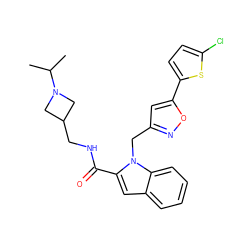 CC(C)N1CC(CNC(=O)c2cc3ccccc3n2Cc2cc(-c3ccc(Cl)s3)on2)C1 ZINC000014959696