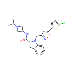 CC(C)N1CC(NC(=O)c2cc3ccccc3n2Cc2cc(-c3ccc(Cl)s3)on2)C1 ZINC000014959687