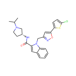 CC(C)N1CC[C@@H](NC(=O)c2cc3ccccc3n2Cc2cc(-c3ccc(Cl)s3)on2)C1 ZINC000014959682