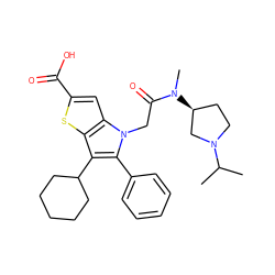 CC(C)N1CC[C@H](N(C)C(=O)Cn2c(-c3ccccc3)c(C3CCCCC3)c3sc(C(=O)O)cc32)C1 ZINC000141680573