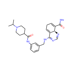 CC(C)N1CCC(C(=O)Nc2cccc(CNC3=NC=N[C@@H]4C(C(N)=O)=CCC=C34)c2)CC1 ZINC000169700729