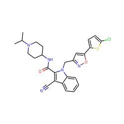 CC(C)N1CCC(NC(=O)c2c(C#N)c3ccccc3n2Cc2cc(-c3ccc(Cl)s3)on2)CC1 ZINC000003816190