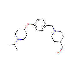 CC(C)N1CCC(Oc2ccc(CN3CCC(CO)CC3)cc2)CC1 ZINC000013641193